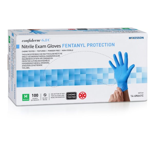 McKesson Confiderm 6.8C Medium NonSterile Nitrile Exam Gloves with Textured Surface and Fentanyl Resistance