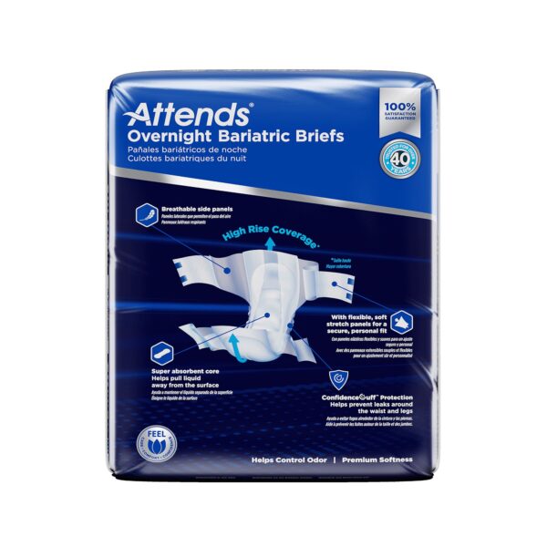 Attends Overnight Bariatric 5X-Large Disposable Heavy Absorbency Incontinence Brief - Unisex Adult - Image 2