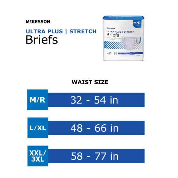 McKesson Ultra Plus Stretch Medium Disposable Heavy Absorbency Incontinence Brief - Unisex Adult - Image 4