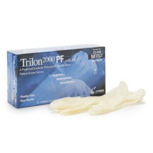 Trilon 2000 PF Medium NonSterile Stretch Vinyl Exam Gloves by BrandName * Comfortable, Ambidextrous with Beaded Cuff