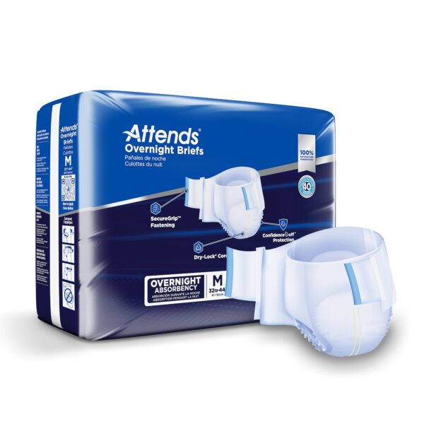 Attends Unisex Adult Overnight Incontinence Brief DDEW20 * Medium Heavy Absorbency