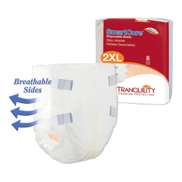 Tranquility SmartCore 2X-Large Unisex Adult Incontinence Brief - Heavy Absorbency, Waterproof & Odor Control - Image 3