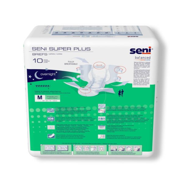 Seni Super Plus Medium Unisex Adult Incontinence Brief - Heavy Absorbency, Disposable - Image 8