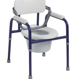 Pinniped Commode Chair with Padded Arms and Steel Frame - 13 Inch Seat Width, 250 lbs Capacity