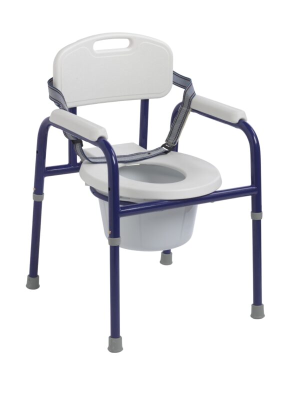 Pinniped Commode Chair with Padded Arms and Steel Frame - 13 Inch Seat Width, 250 lbs Capacity