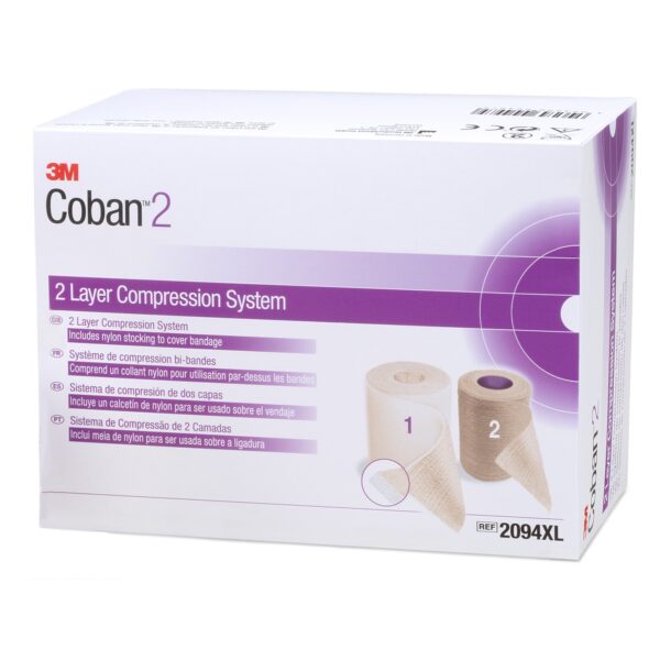 3M Coban 2094XL Two-Layer Compression Bandage System - 4 Inch x 3-4/5 Yard & 4 Inch x 6-3/10 Yard Self-Adherent Tan Bandage for Medical Compression Therapy - Image 3