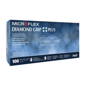 Diamond Grip Plus Large Non-Sterile Latex Exam Gloves by DGP - Fully Textured, Standard Cuff Length