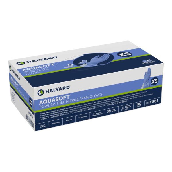Aquasoft X-Small Nitrile Exam Gloves by Brand - NonSterile, Textured Fingertips, Blue, Chemo Tested, Standard Cuff Length - Image 3