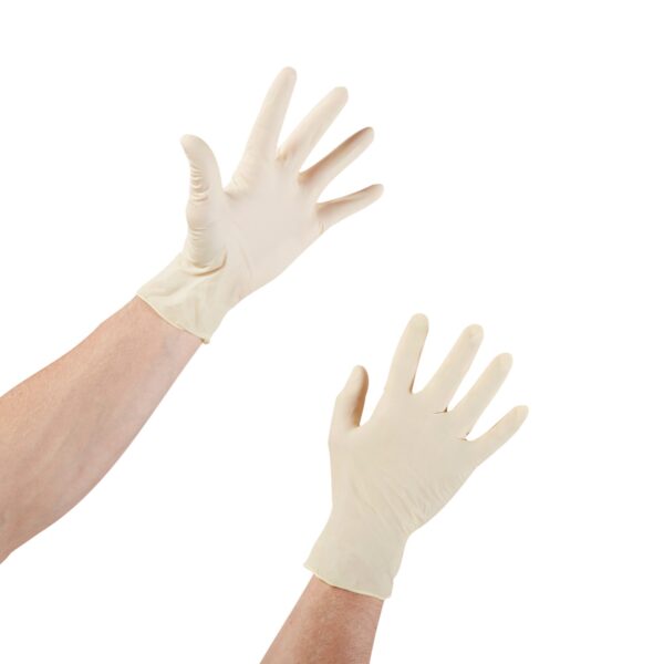 McKesson Confiderm Large Non-Sterile Latex Exam Gloves - Smooth Ivory, Standard Cuff, Beaded Edge - Image 8