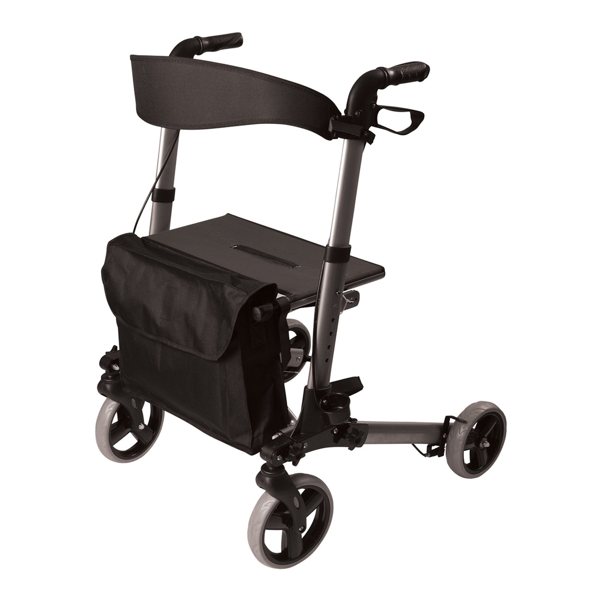 HealthSmart Gateway 4 Wheel Rollator in Titanium Gray * Adjustable Height, Lightweight Folding Aluminum Frame