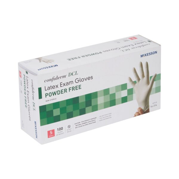 McKesson Confiderm Small NonSterile Latex Exam Gloves - Smooth Ivory, Standard Cuff - Image 6