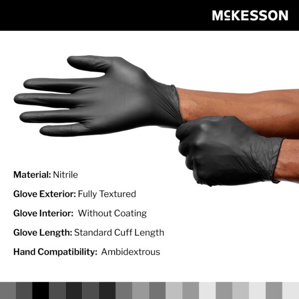McKesson Confiderm LDC X-Large Exam Gloves * NonSterile Nitrile, Chemo & Fentanyl Tested, Fully Textured Black - Image 3