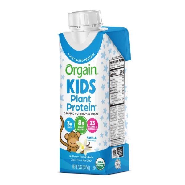 Orgain Kids Plant Protein Pediatric Oral Supplement Vanilla Flavor - 8 oz. Liquid Nutritional Shake - Image 3