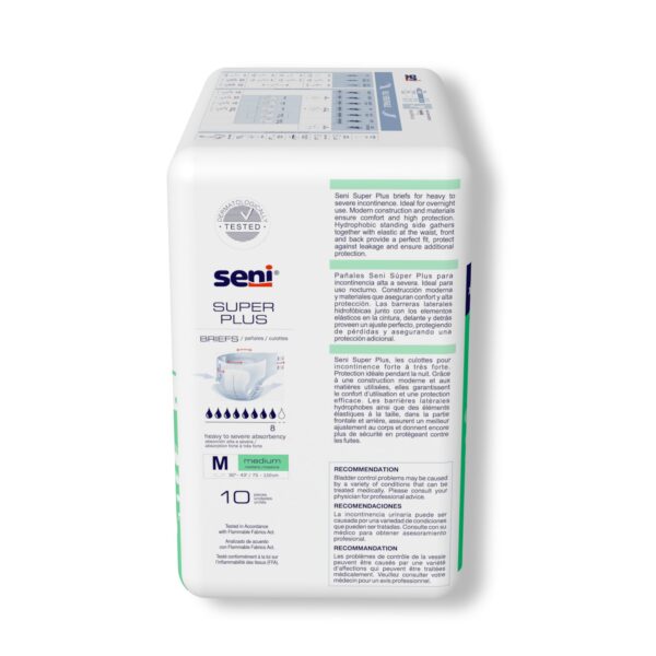 Seni Super Plus Medium Unisex Adult Incontinence Brief - Heavy Absorbency, Disposable - Image 6