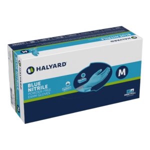 Medline Exam Glove Blue Nitrile Medium * Standard Cuff Length, Textured Fingertips, Powder-Free, Beaded Cuffs