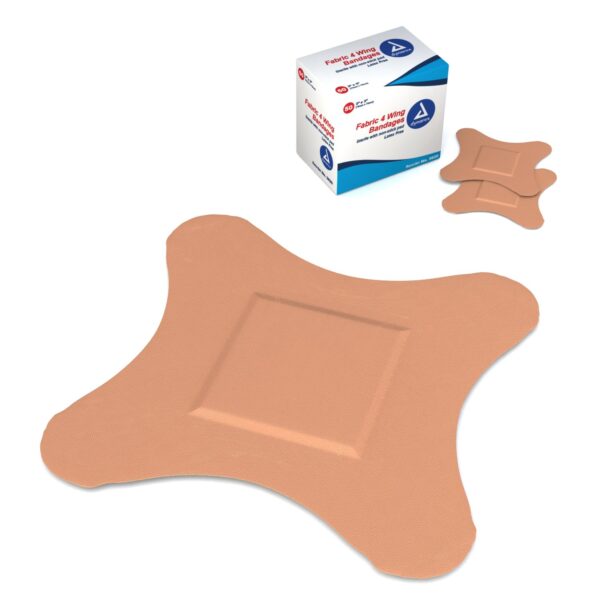 Dynarex 768925 3x3 Inch Fabric 4-Wing Tan Adhesive Bandages * Sterile and Highly Absorbent