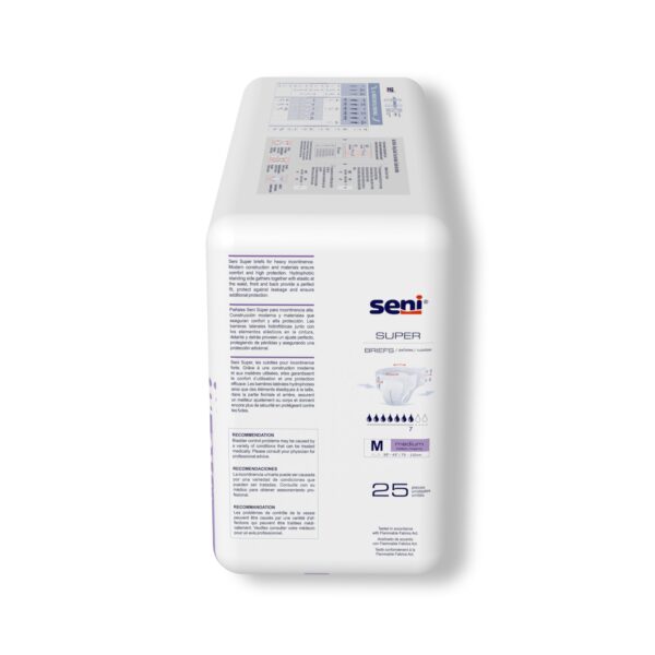 Seni Super Medium Unisex Adult Incontinence Brief - Heavy Absorbency, Part Number S-ME25-BS1 - Image 6