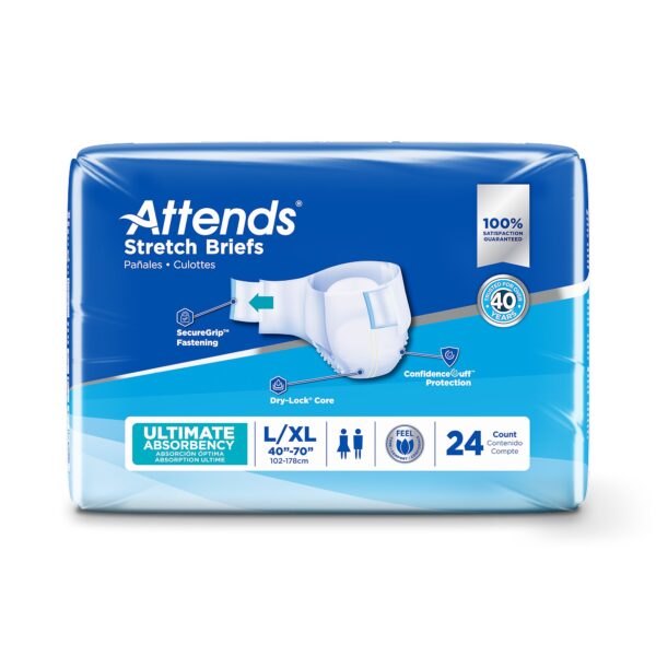Attends Unisex Adult Incontinence Brief DDSLXL * Heavy Absorbency, Size Large to Extra Large - Image 2