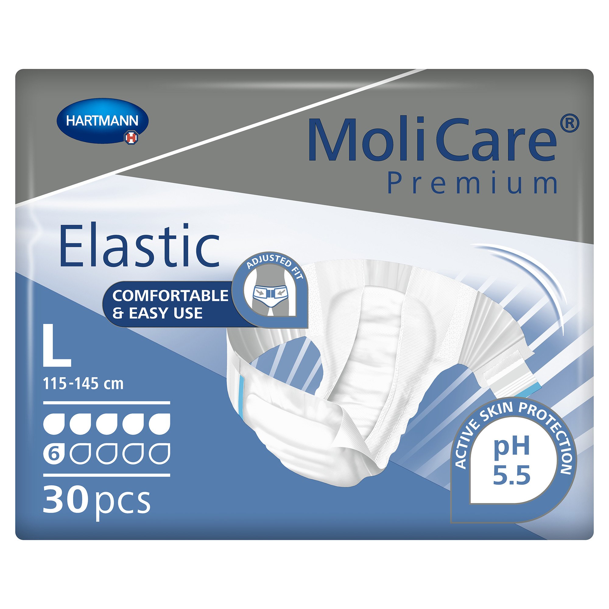 MoliCare Premium Elastic Large Unisex Adult Incontinence Brief - Moderate Absorbency, Part Number 165273