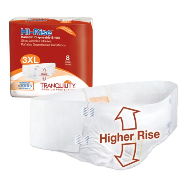 Tranquility HI-Rise Bariatric 3X-Large Disposable Incontinence Brief by Abena - Heavy Absorbency, Unisex Adult Incontinence Underwear Part #2192 - Image 2