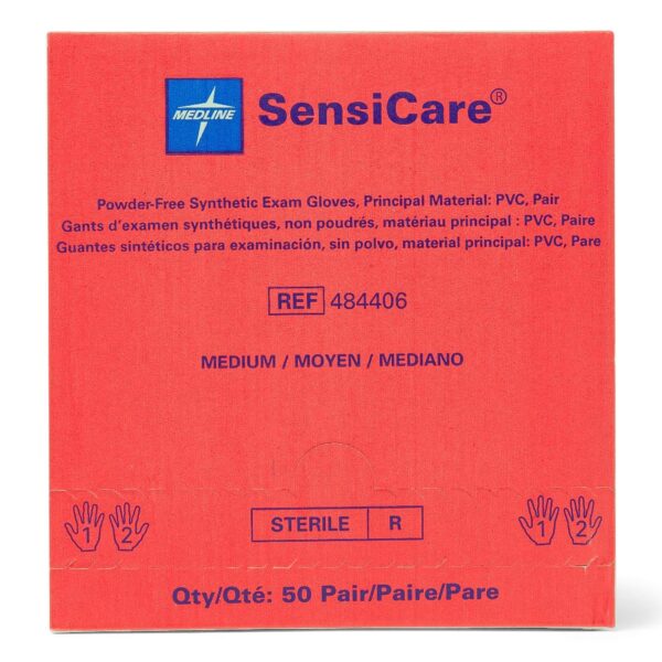 SensiCare? Medium Sterile Exam Gloves - Stretch Vinyl Material, Beige, Standard Cuff Length - Image 2