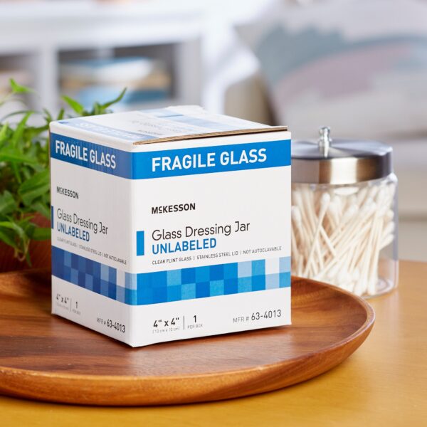 McKesson Sundry Jar 4 x 4 Inch Clear Glass with Stainless Steel Lids, Set of 6 - Part 63-4013 - Image 9