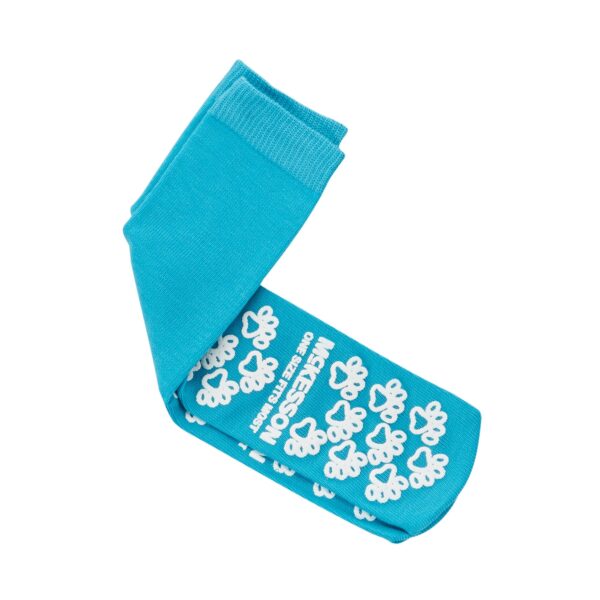 McKesson Paw Prints Unisex Adult Slipper Socks - One Size Fits Most, Teal - Image 2