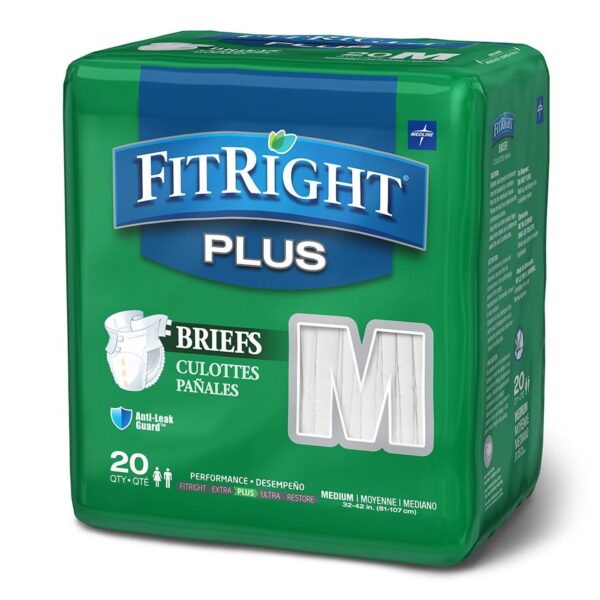 FitRight Plus Medium Unisex Adult Incontinence Brief by BG - Moderate Absorbency