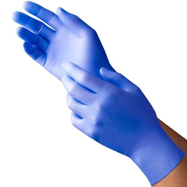 New Age 9128 Series Large Nitrile Exam Gloves * Violet Blue, Textured Fingertips, Chemotherapy & Fentanyl Tested - Image 2