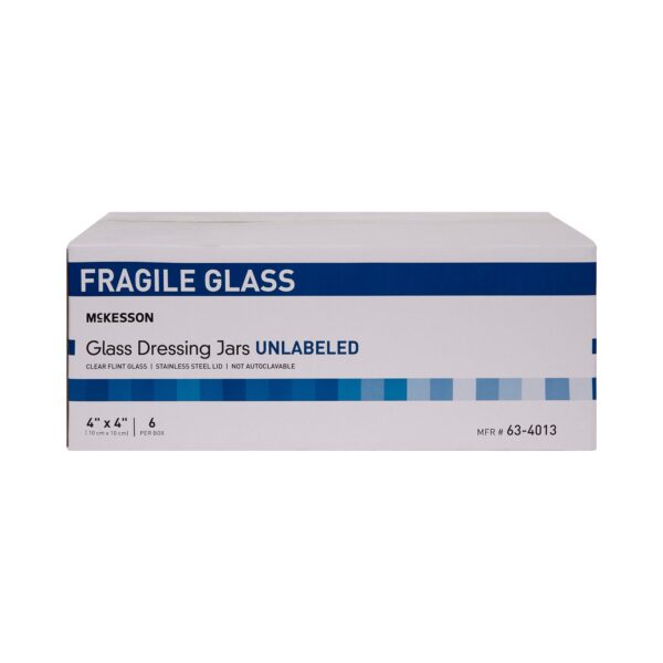 McKesson Sundry Jar 4 x 4 Inch Clear Glass with Stainless Steel Lids, Set of 6 - Part 63-4013 - Image 3