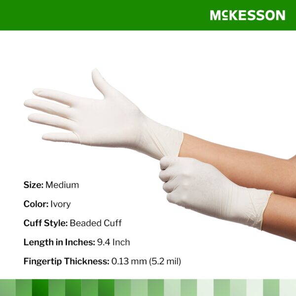 McKesson Confiderm Medium NonSterile Latex Exam Gloves with Textured Fingertips and Standard Cuff - Image 2