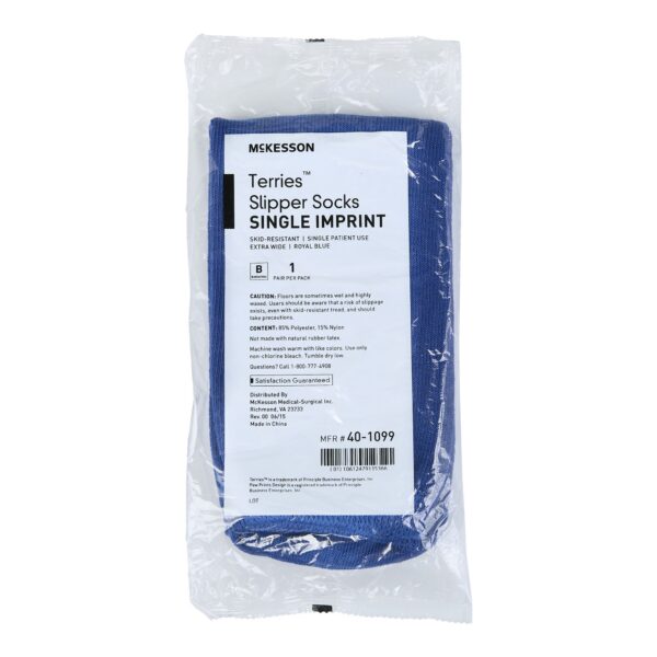 McKesson Terries Unisex Adult Bariatric X-Wide Slipper Socks * Royal Blue, Part Number 40-1099 - Image 2