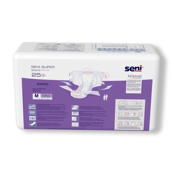 Seni Super Medium Disposable Heavy Absorbency Adult Incontinence Brief - Unisex, Part No. S-ME25-BS1 - Image 8
