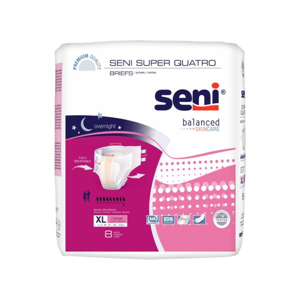 Seni Super Quatro X-Large Disposable Heavy Absorbency Incontinence Brief by Seni, Part Number S-XL08-BQ1