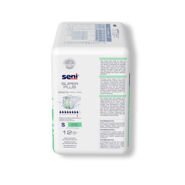 Seni Super Plus Small Unisex Adult Incontinence Brief with Heavy Absorbency - Part No. S-SM12-BP1 - Image 6