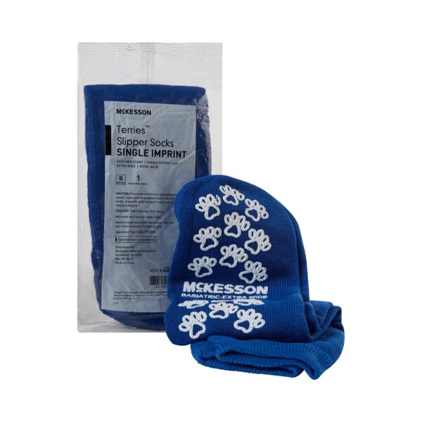 McKesson Terries Unisex Adult Bariatric X-Wide Slipper Socks * Royal Blue, Part Number 40-1099