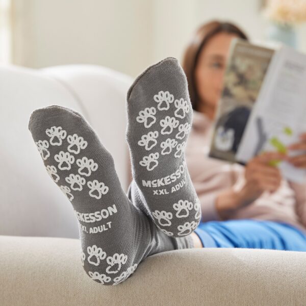 McKesson Terries Unisex Adult 2X-Large Slipper Socks with Safety Tread - Gray - Image 9