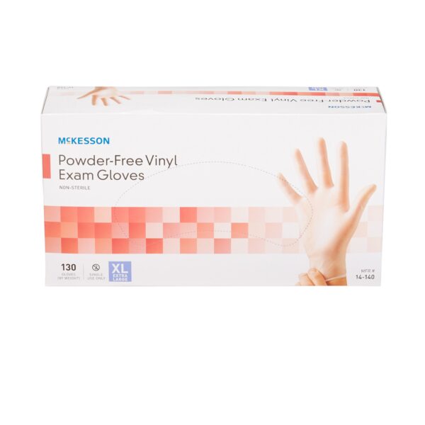 McKesson X-Large Powder-Free Vinyl Exam Gloves - Clear, Standard Cuff, Non-Sterile - Image 5
