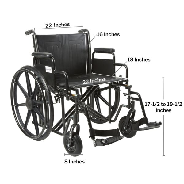McKesson Bariatric Wheelchair with 22-Inch Seat Width, Dual Axle, Detachable Desk Arm, and Swing-Away Footrest - Image 3