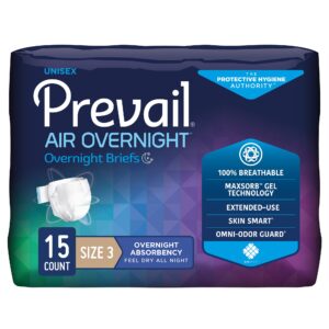 Prevail Air Unisex Adult Incontinence Brief Size 3 / X-Large - Heavy Absorbency, Overnight Protection