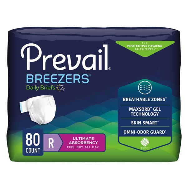 Prevail Breezers Regular Disposable Heavy Absorbency Briefs - Unisex Adult Incontinence Solution PVB-016/1 - Image 2