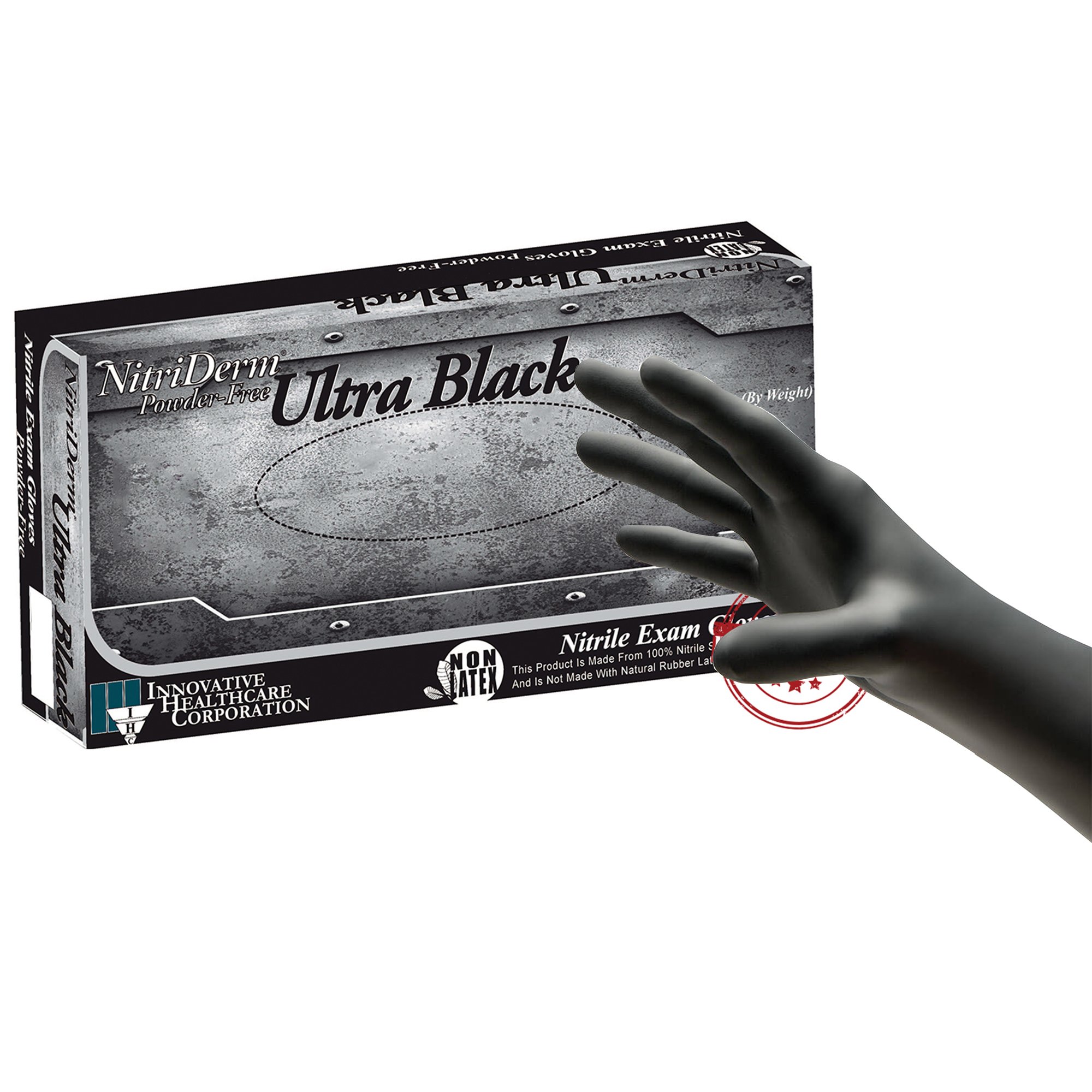 Exam Glove NitriDerm Ultra Black Large NonSterile Nitrile by Brand, Part No. 187300