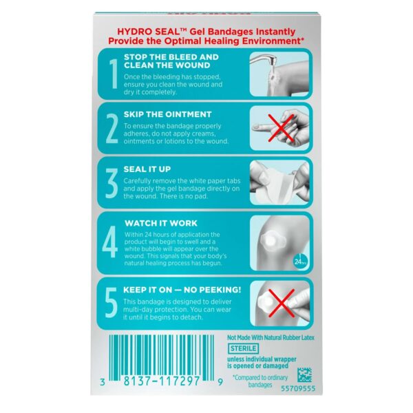 Band-Aid Hydro Seal Waterproof Adhesive Bandages * 1.1 x 2.1 Inch Hydrocolloid Gel Oval Tan Sterile, Ideal for All Body Parts - Image 2