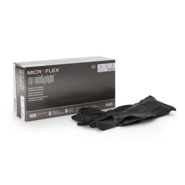 Microflex MidKnight Medium Non-Sterile Nitrile Exam Gloves with Textured Grip - 9.6 Inch, Fentanyl & Acid Tested