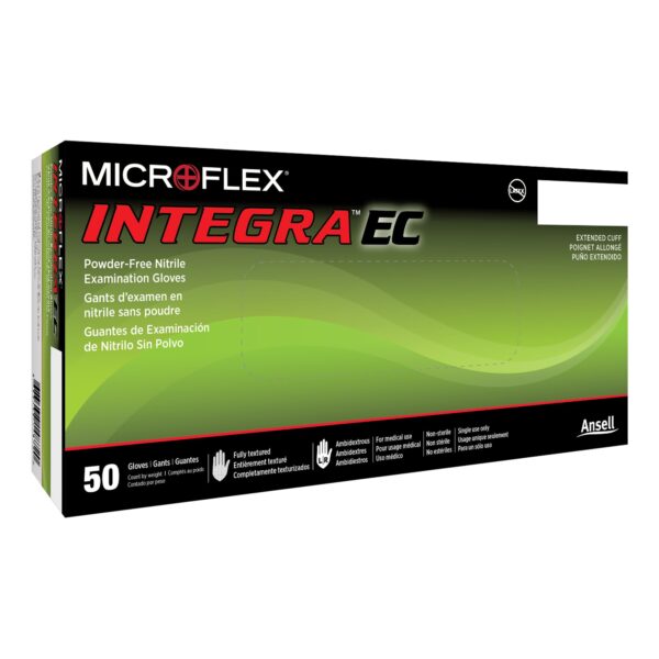 Integra N873 Exam Glove - Large NonSterile Nitrile with Extended Cuff, Fully Textured Blue