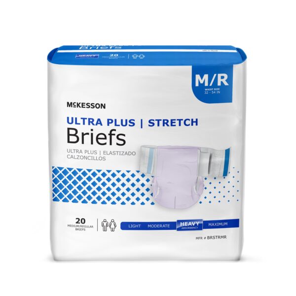 McKesson Ultra Plus Stretch Medium Disposable Heavy Absorbency Incontinence Brief - Unisex Adult