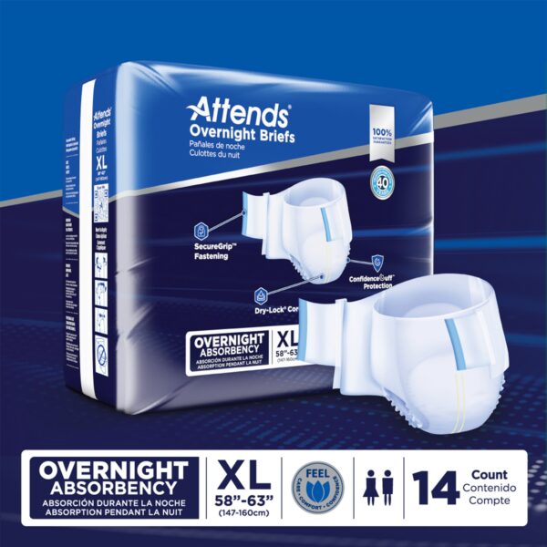 Attends Unisex Adult Overnight Incontinence Brief X-Large - Heavy Absorbency, DDEW40 - Image 8