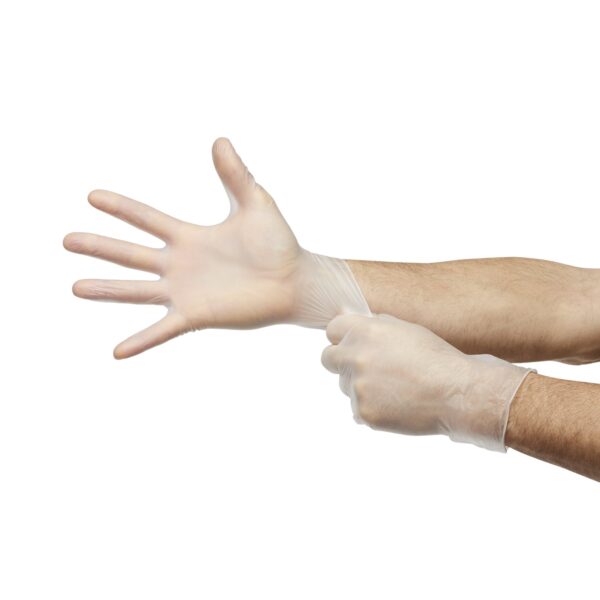 McKesson Confiderm Medium Non-Sterile Vinyl Exam Gloves with Standard Cuff - Clear, Powder-Free, Latex-Free - Image 6