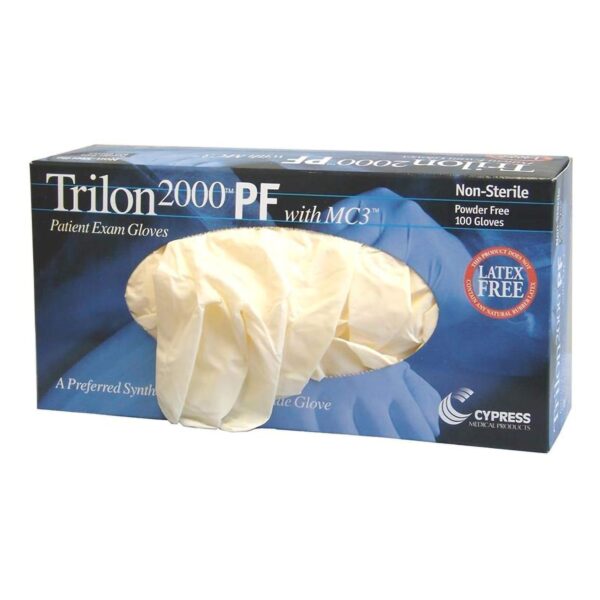 Trilon 2000 PF Exam Gloves by Brand - Large Non-Sterile Stretch Vinyl with Standard Cuff and Smooth Ivory Finish - Image 2