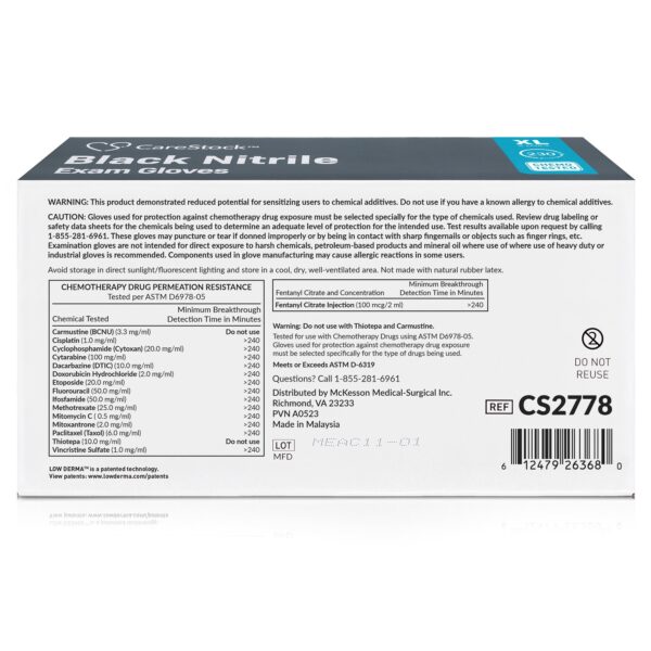CareStock X-Large Black Nitrile Exam Gloves with Textured Finish - Chemical-Resistant, Fully Textured, Non-Sterile, Standard Cuff Length - Image 9